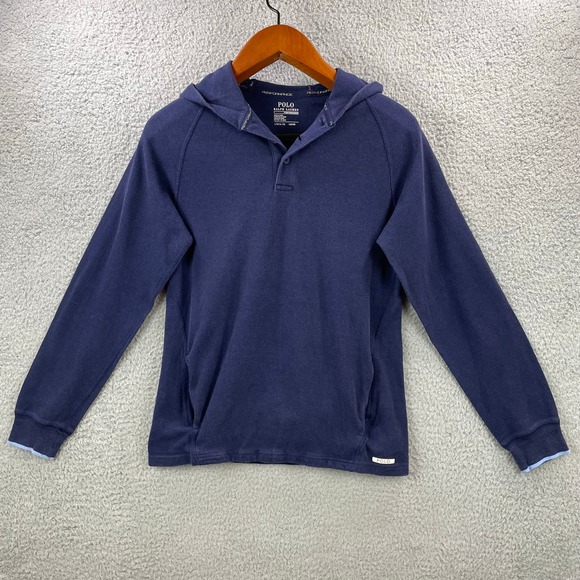 Polo Ralph Lauren Youth Hoodie Big Pony Logo Faux Leather Pullover Large 14 16 - Picture 3 of 10